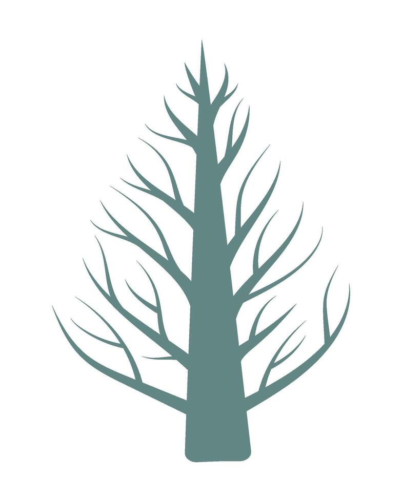 Winter tree silhouette. A tree without leaves is turquoise. Isolated illustration for your design. vector