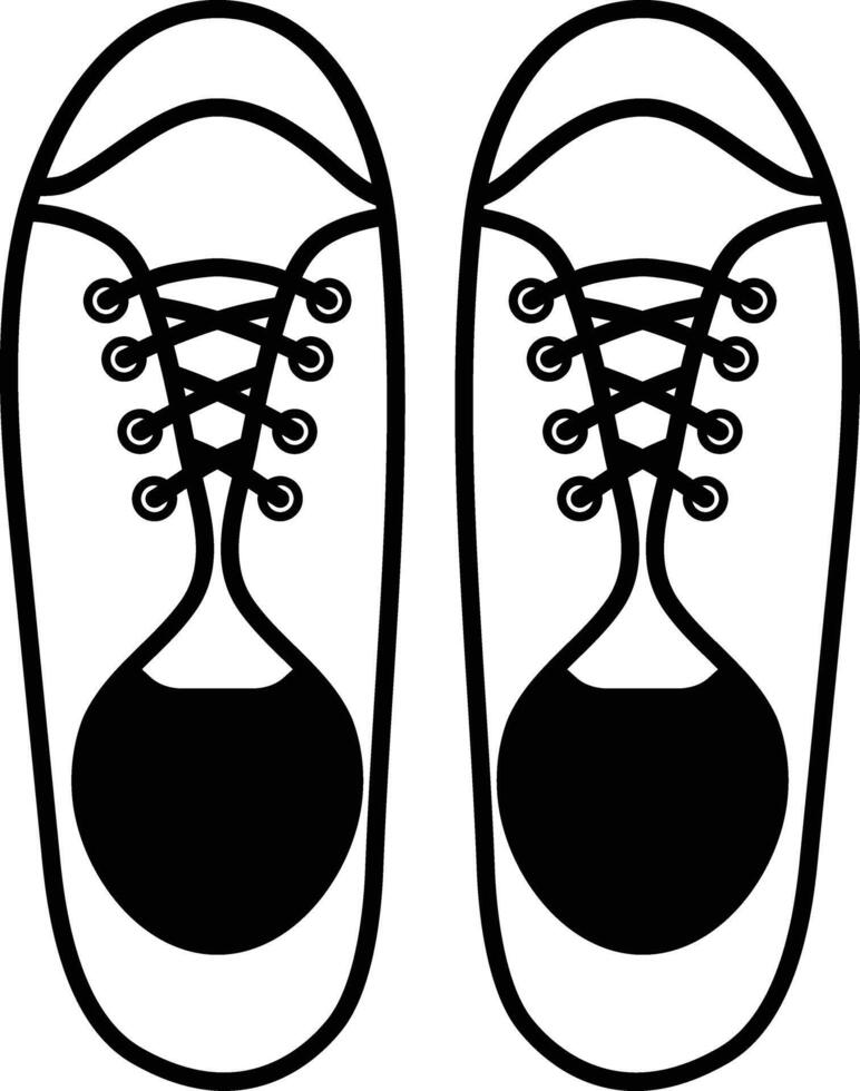 the solid outline icon of Sneakers from top angle vector