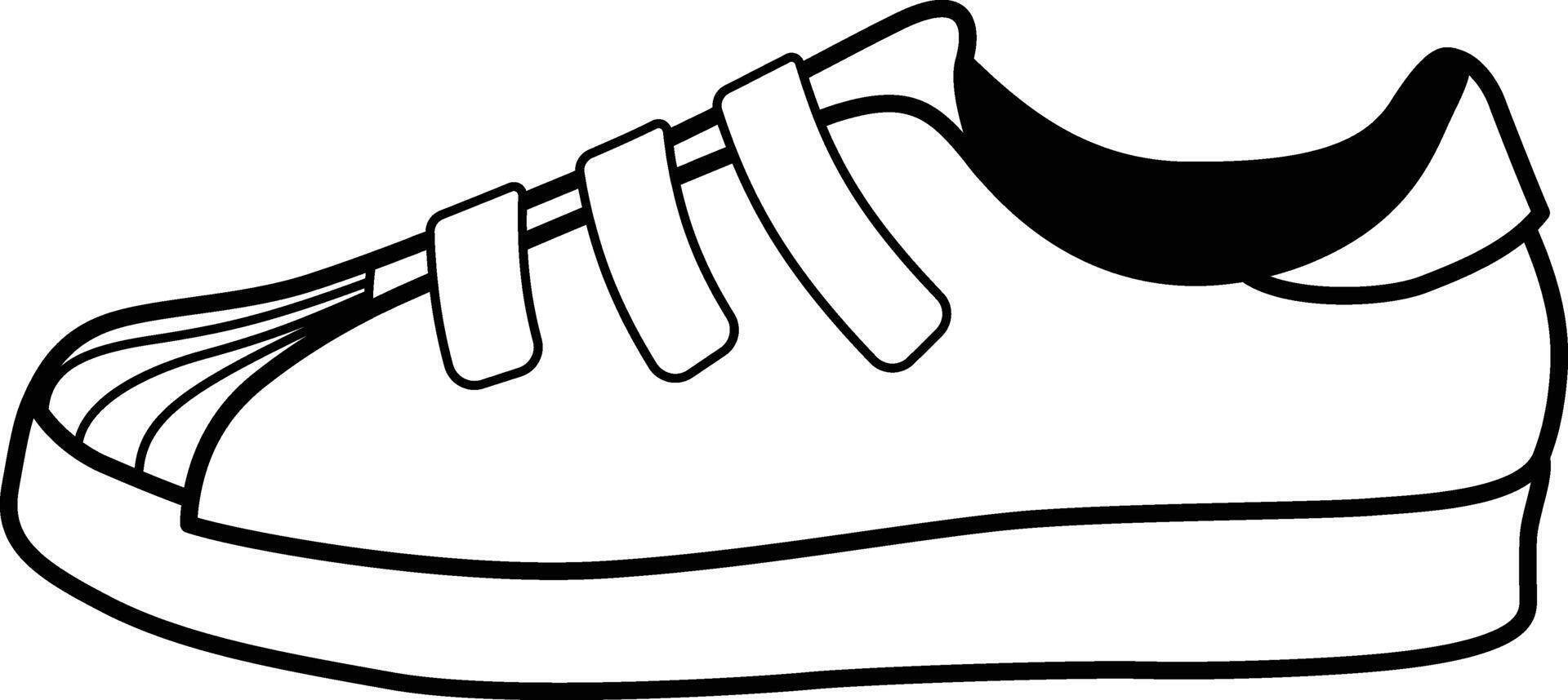 the solid outline icon of Flat Sneaker with velcro vector