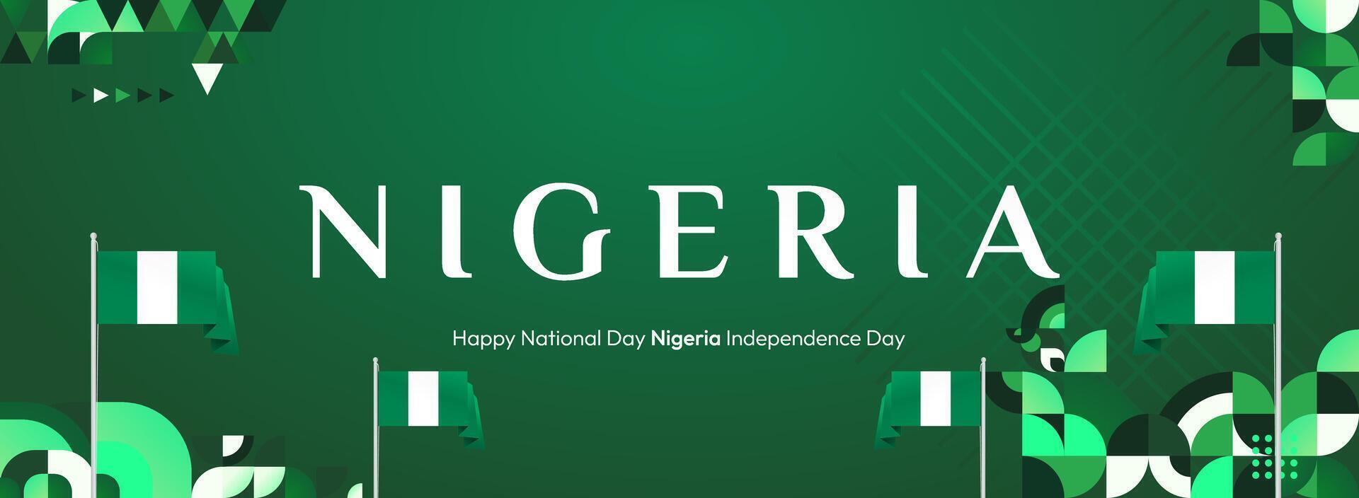 Modern Nigeria Independence Poster Design. A poster design template with geometric elements and the Nigerian flag colors, ideal for various National Day and Independence events. vector