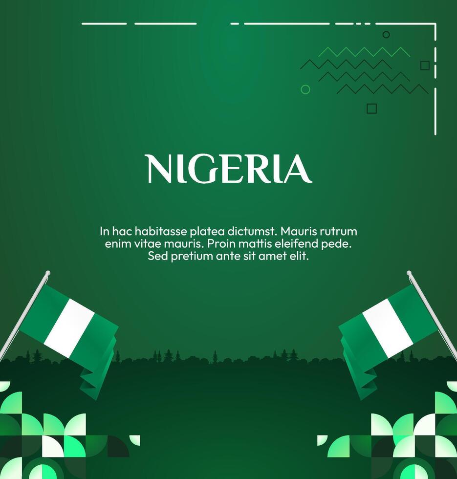 A minimalist yet vibrant square banner for Nigeria National Day, perfect for promoting events or creating custom greeting cards and invitations with its green gradient design. vector