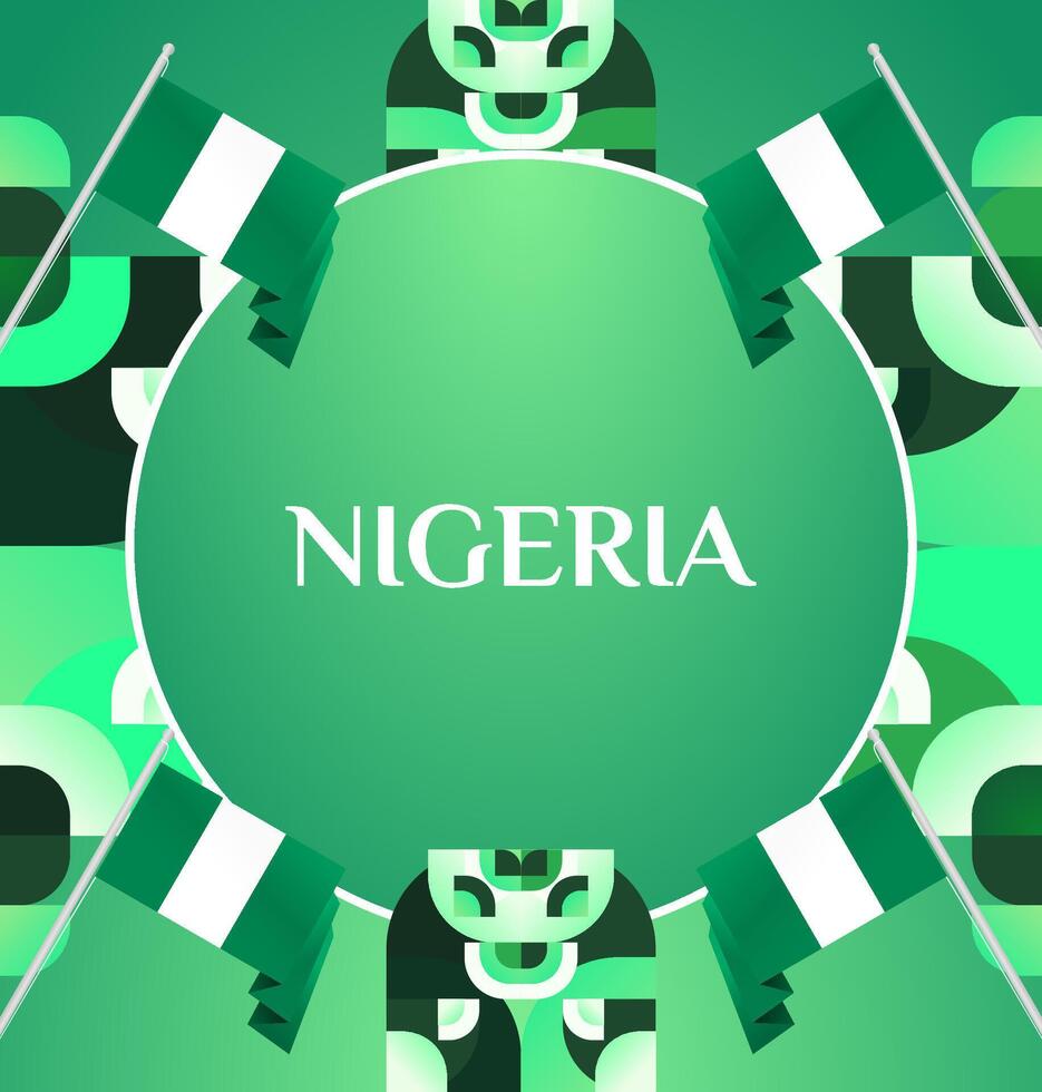 This National Day square banner design features dynamic geometric patterns and a rich green gradient, bringing a fresh look to your holiday posters and social media. vector