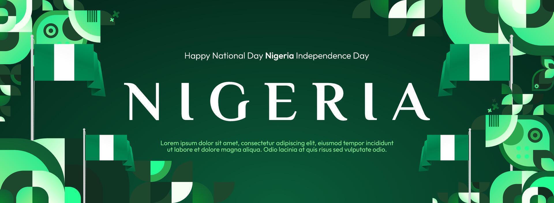 Nigeria National Day Advertising Banner. A banner template with an attractive geometric design and the Nigerian flag, perfect for large event promotions or advertisements. vector