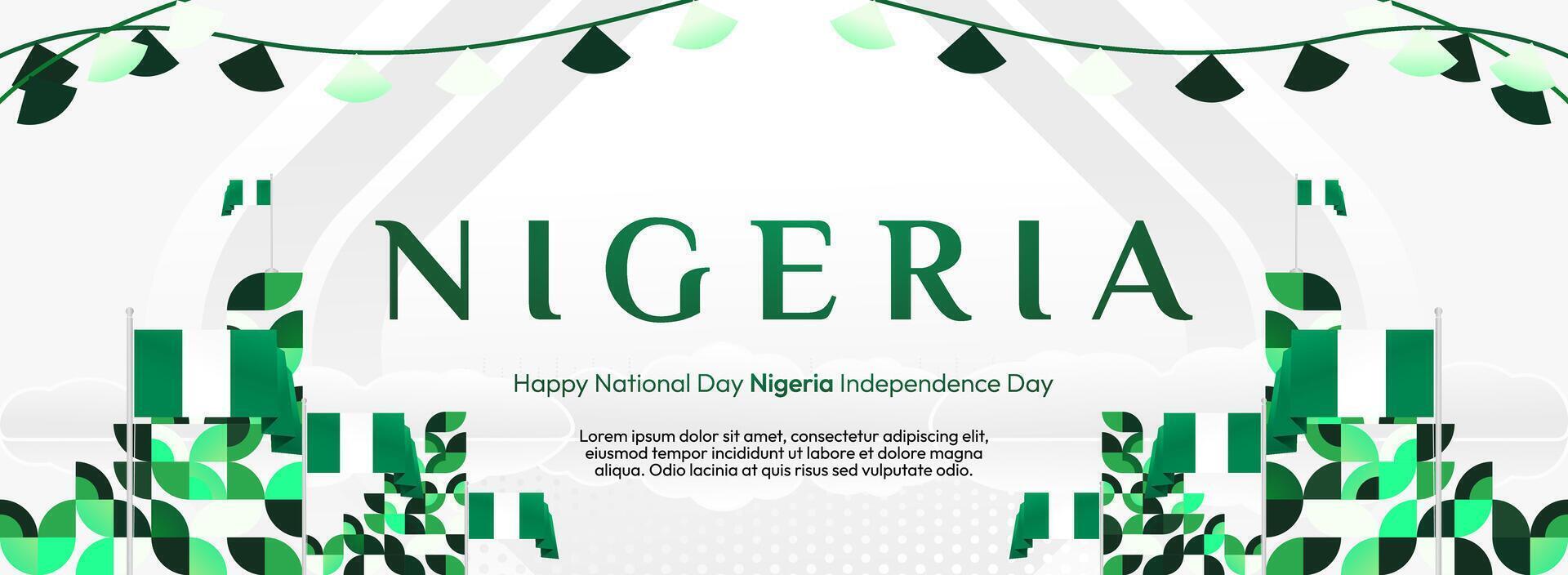 Nigeria National Day Invitation Template. An invitation template design with geometric elements and the Nigerian flag, ideal for Independence Day celebrations and national events. vector