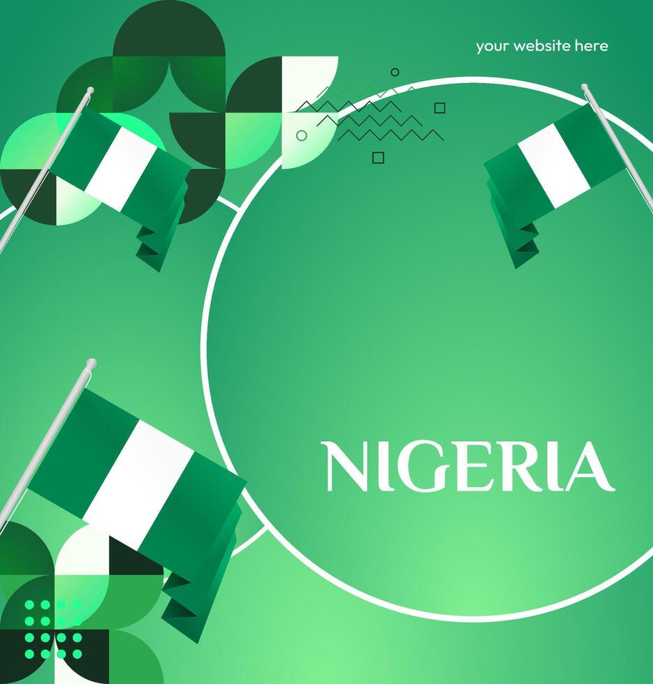 Elegant green background combined with modern geometric design, perfect to celebrate Nigerian National Day with pride. vector