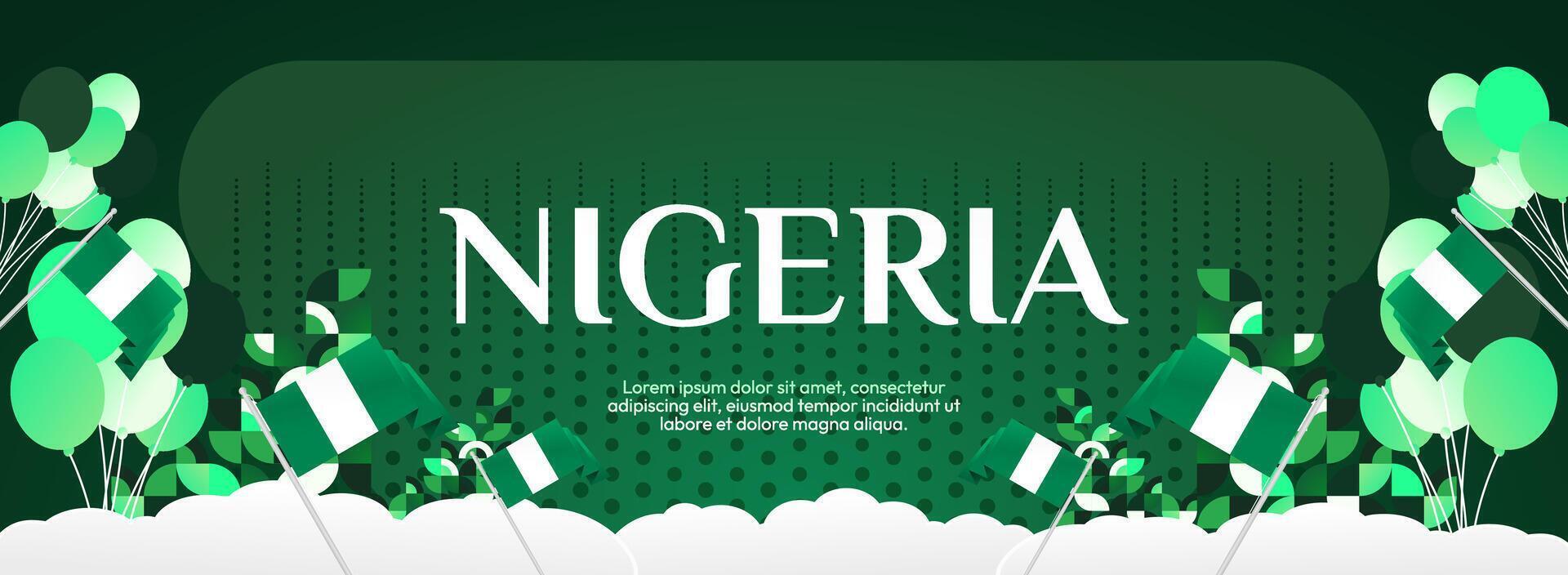 Nigeria Independence Day Poster Design. A poster design template with geometric elements and the Nigerian flag colors, perfect for large celebrations and events. vector