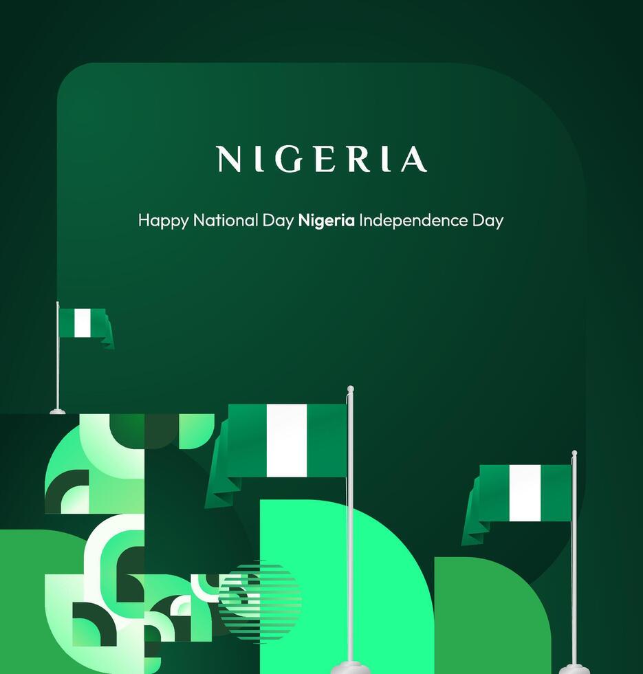 Modern Nigerian national day design with geometric pattern combined with green as a symbol of unwavering unity and independence. vector