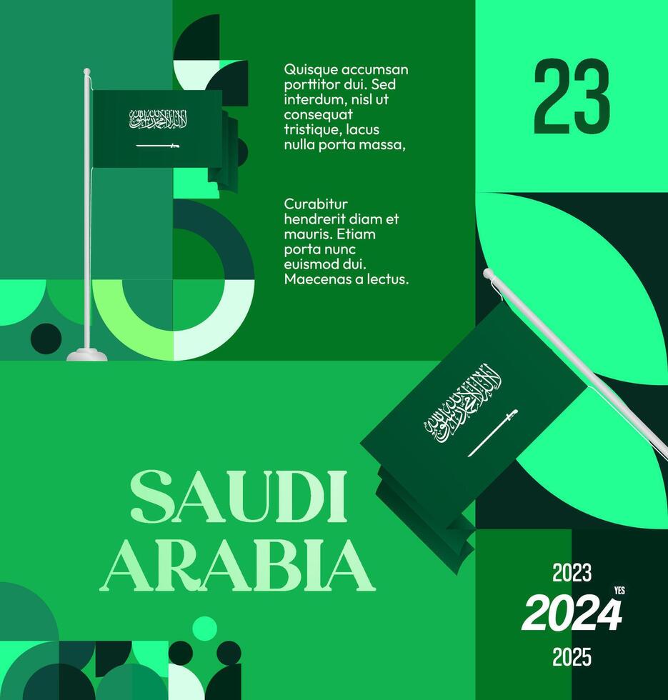 Geometric Design for Saudi Arabia National Day Poster. Banner with stunning geometric line design and green background, perfect for advertising or promoting a big event vector