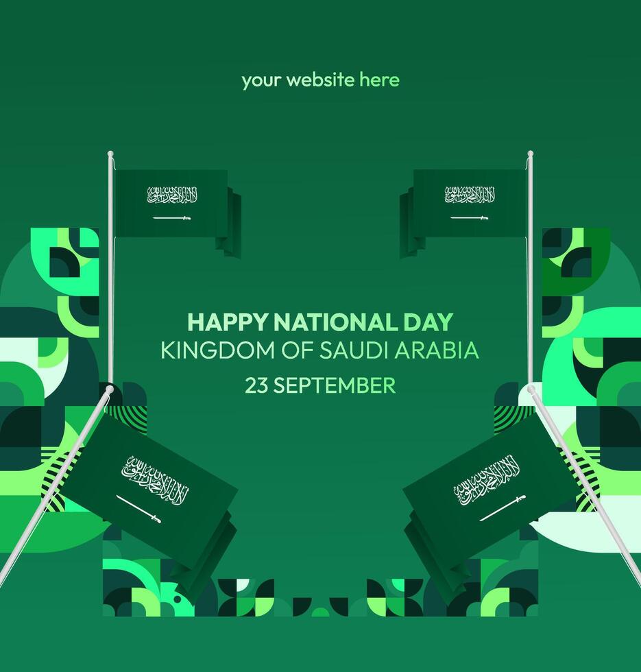 Saudi Arabia poster template with modern and stylish gradient green design for national event. vector