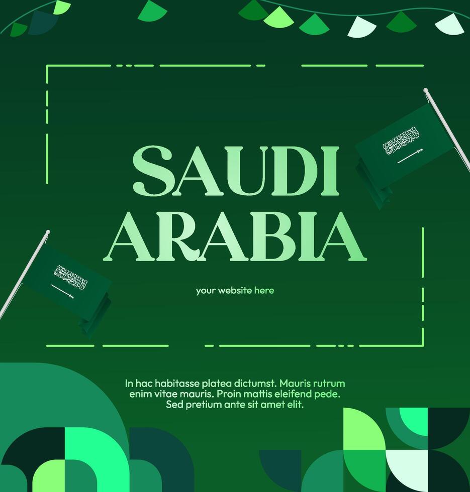 Greeting card or invitation template to celebrate Saudi Arabia National Day with elegant design. vector