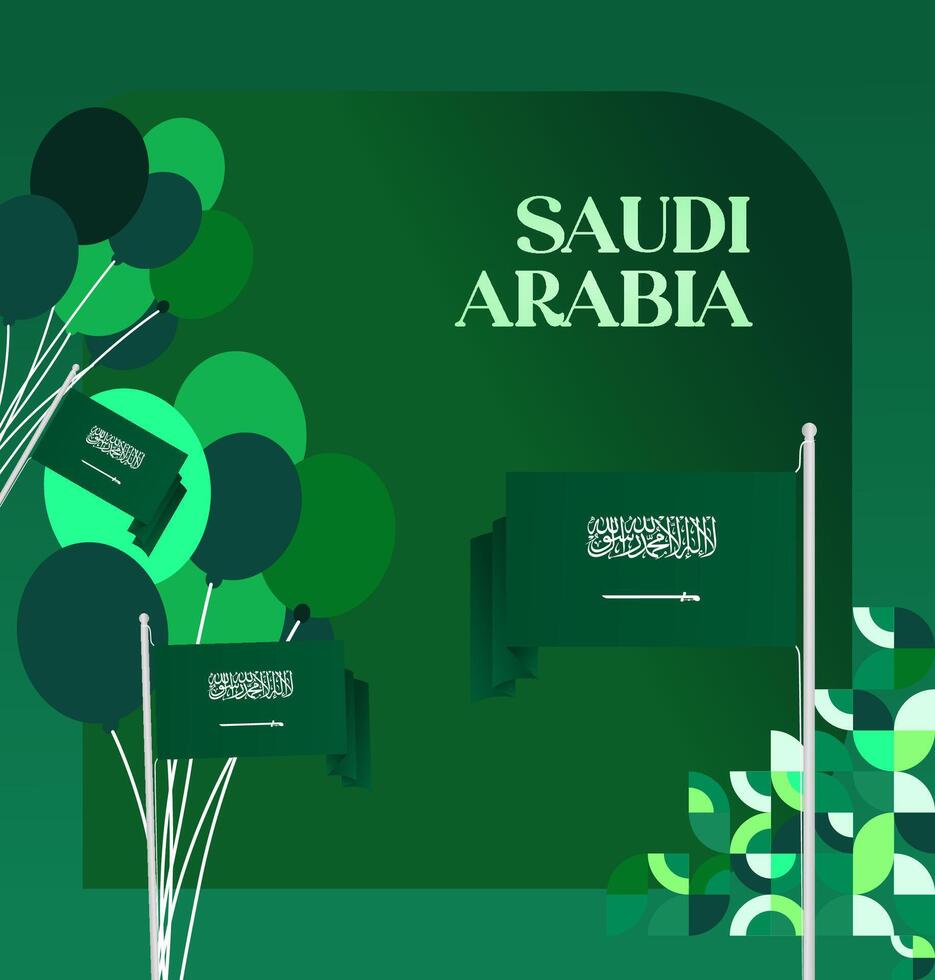Saudi Arabia National Day sporting event or festival invitation poster design with gradient green background. vector
