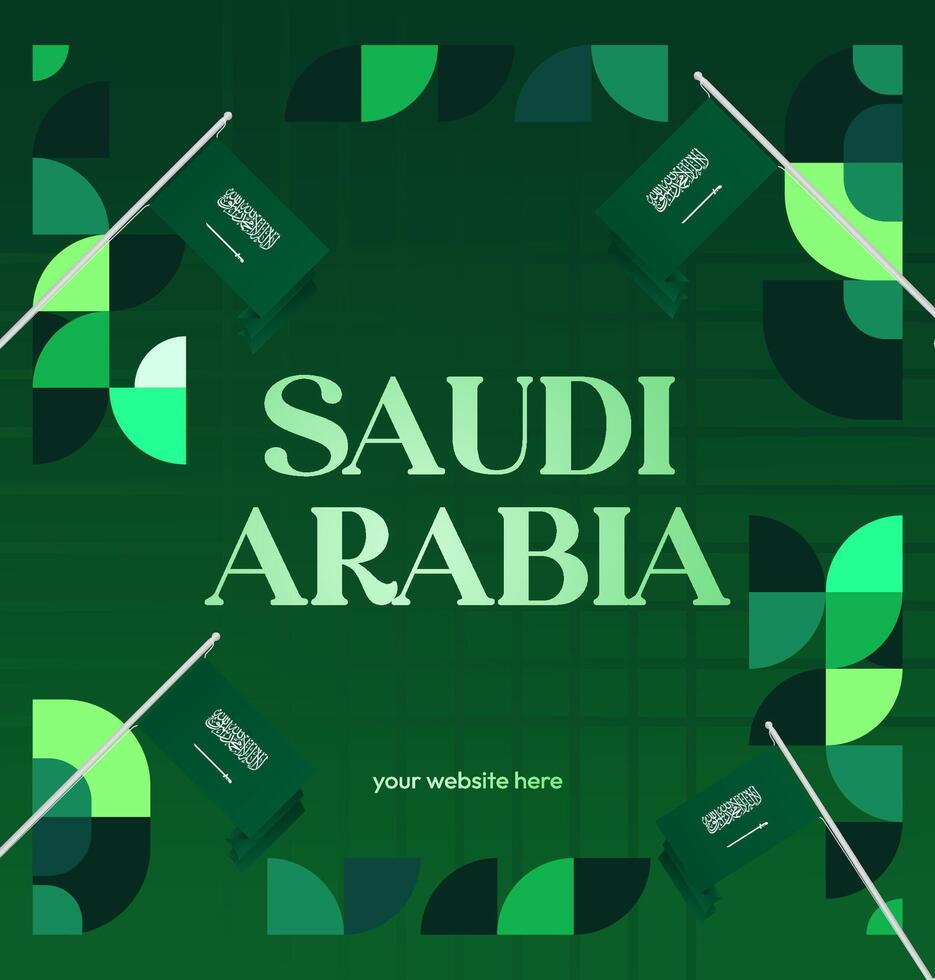 Elegant banner with gradient green background for Saudi Arabia National Day celebration. vector