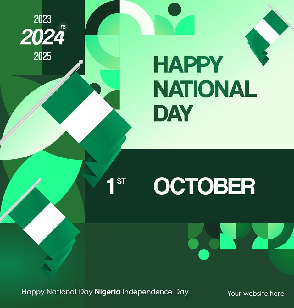 Minimalist geometric background to celebrate Nigeria's national day in October vector