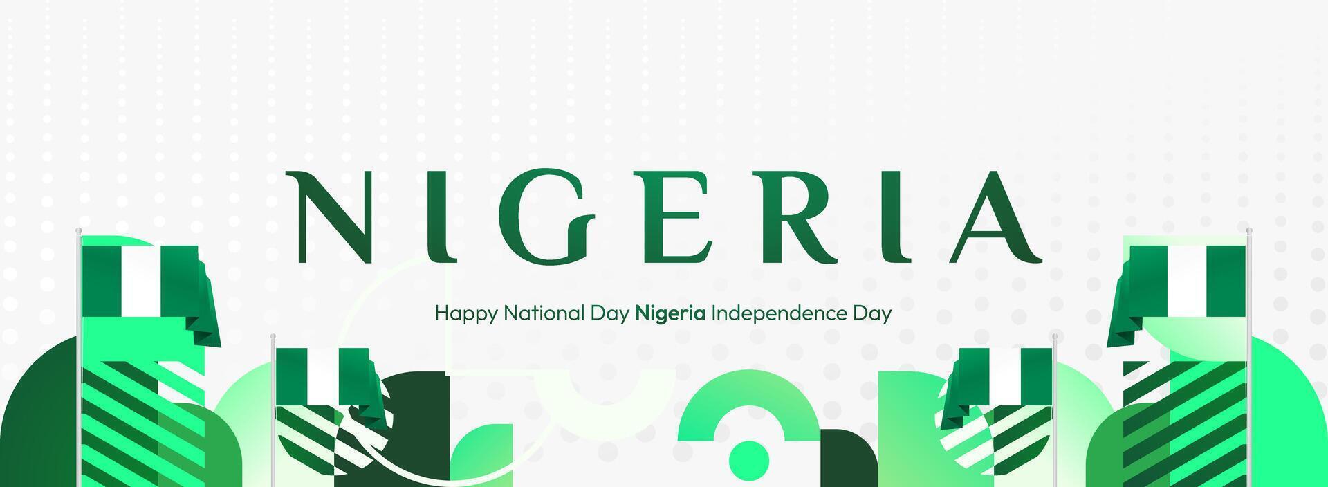 Independence Day Banner. Banner design featuring Nigeria's independence day with the country's flag and geometric decoration. vector