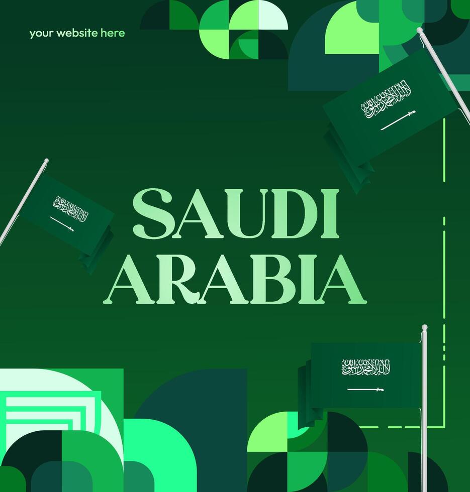 Saudi Arabia National Day banner design with gradient green background, perfect for music events or festivals. vector