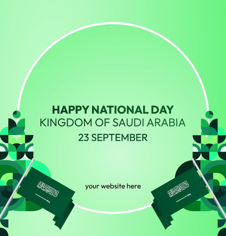 Banner Design for Saudi Arabia Independence Day with Geometric Style. Banner template with green color and elegant geometric design, perfect for festival events or publications vector