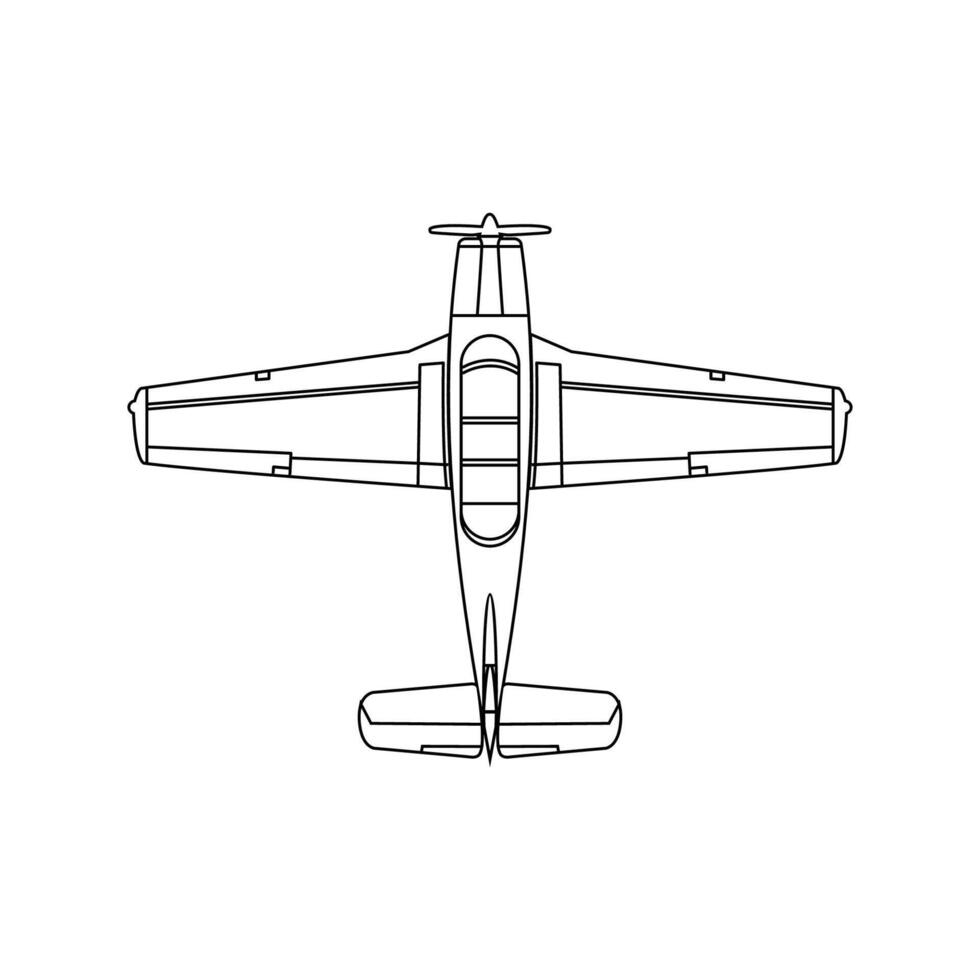 Technical sketch drawing aircraft line art vector