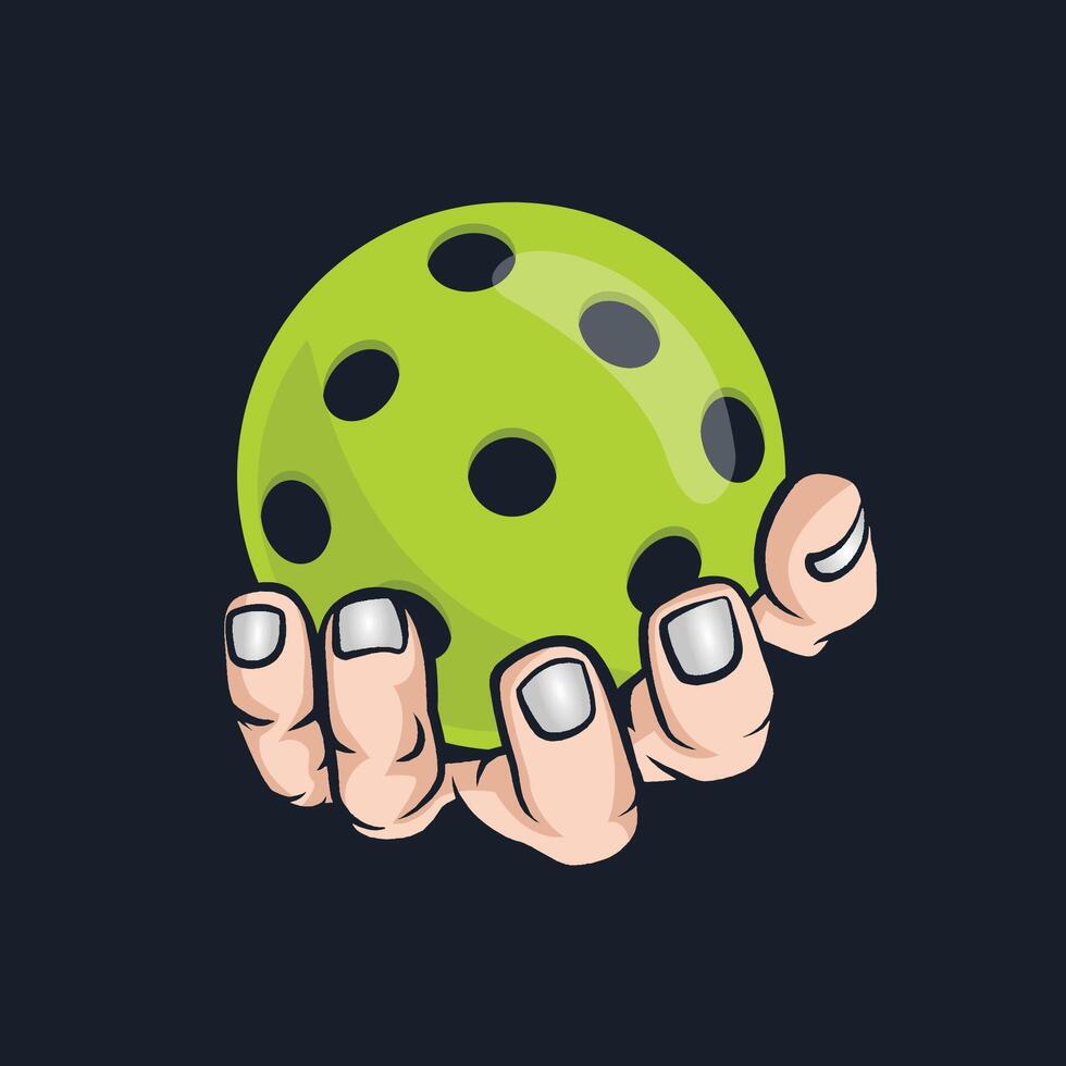 Hand holding pickleball illustration vector