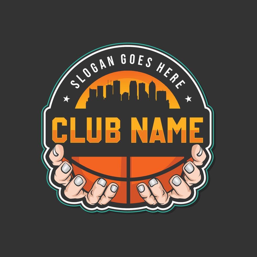 hand holding a basket ball. Sports graphic vector