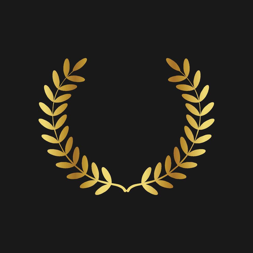 Gold laurel wreath, Golden circular laurel olive branches greek wreath illustration vector