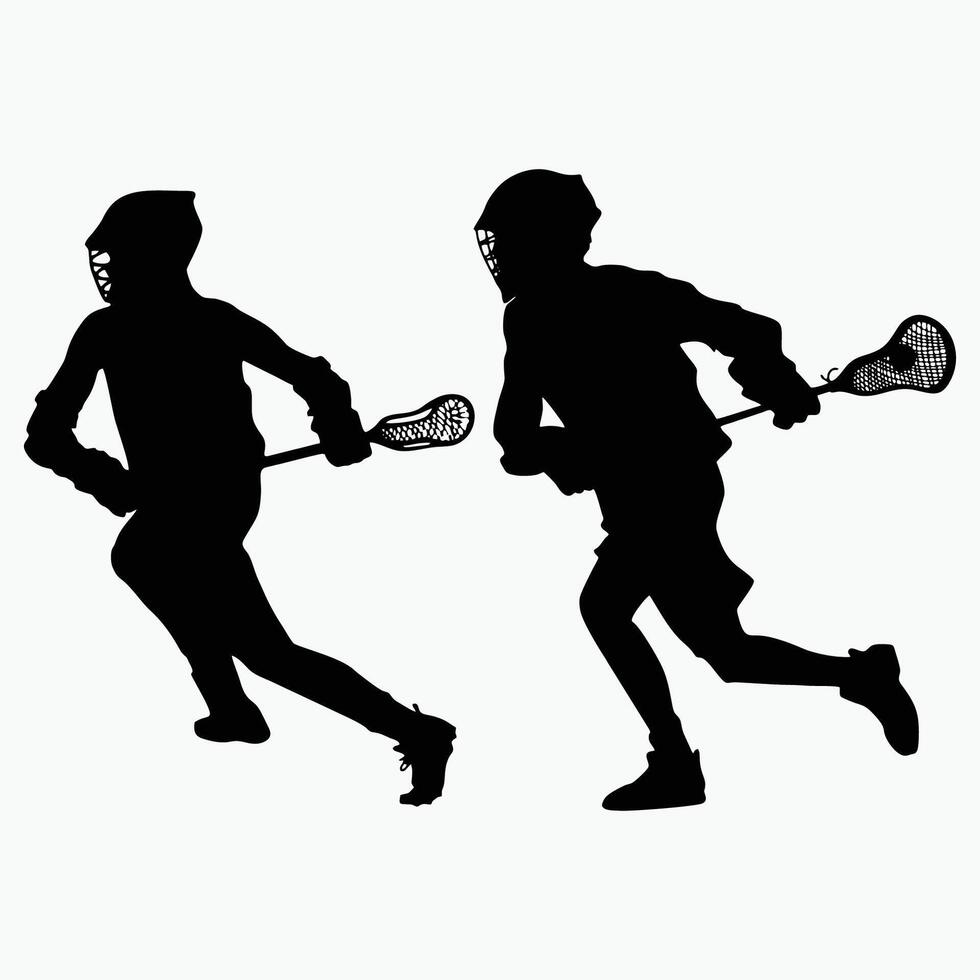 silhouette set of lacrosse. lacrosse player, sport. illustration vector