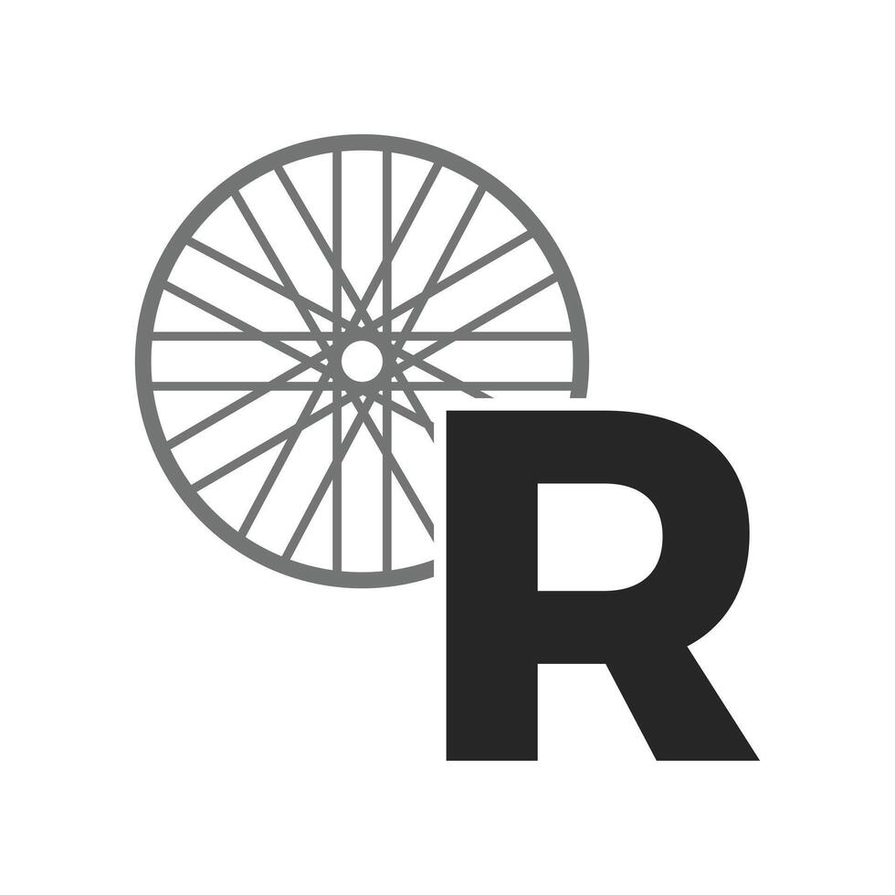 initial letter r bicycle rim icon logo design template vector