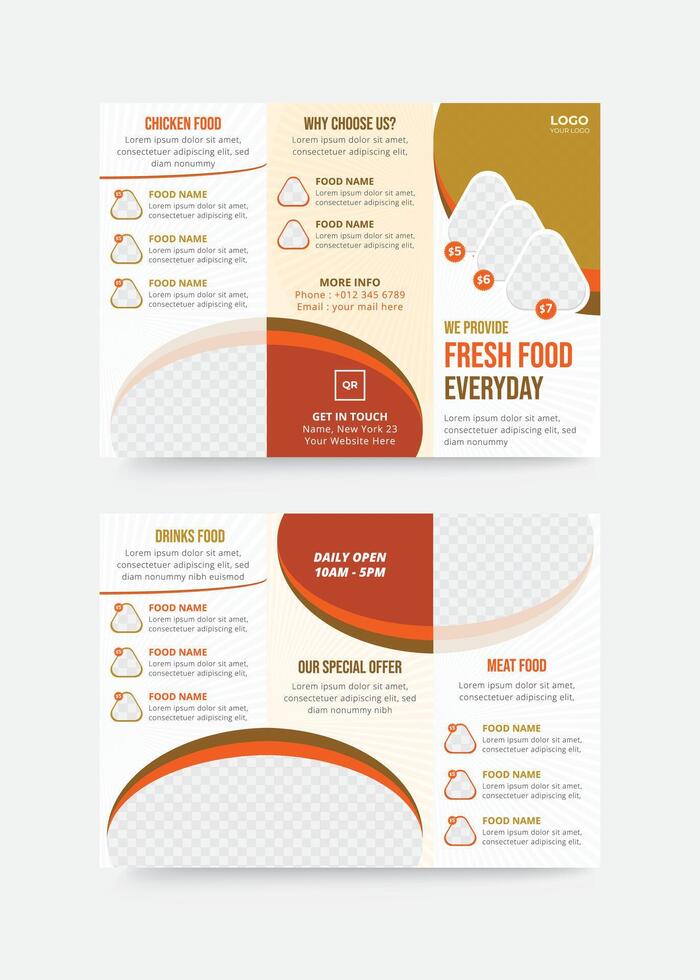 Restaurant trifold menu brochure vector