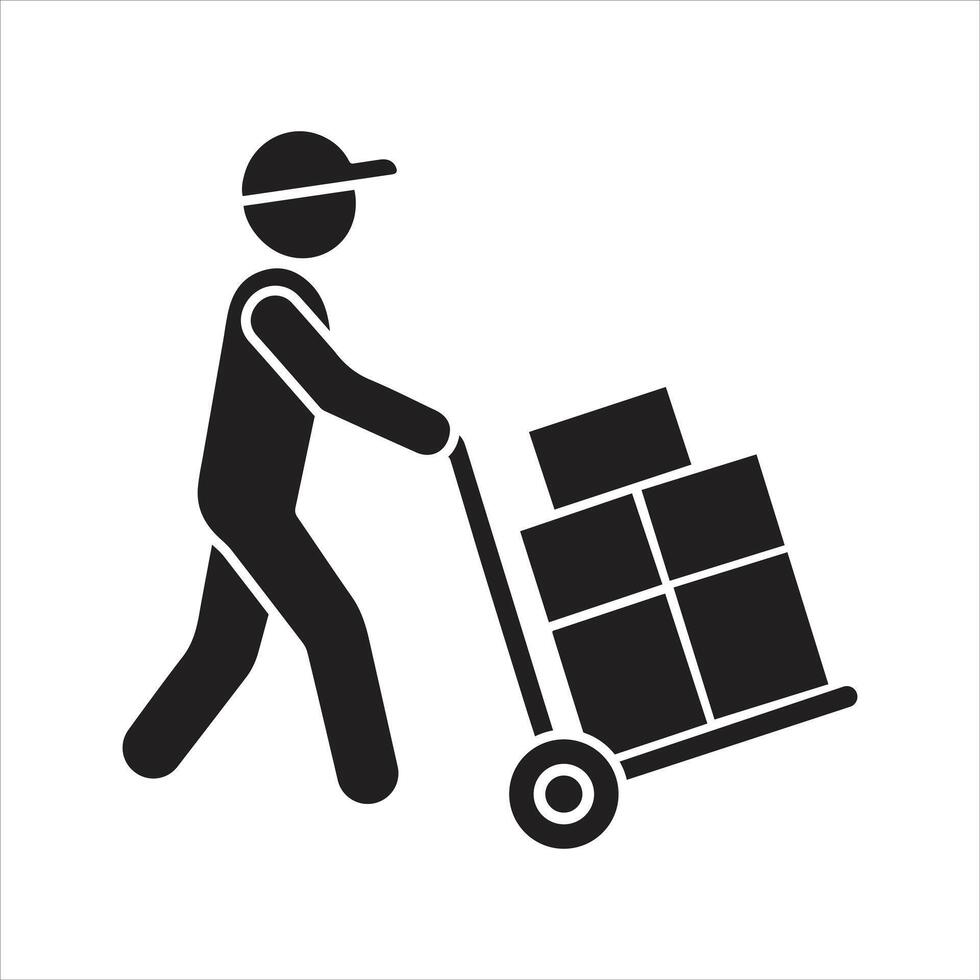 Hand truck icon. Cargo trolley icon vector