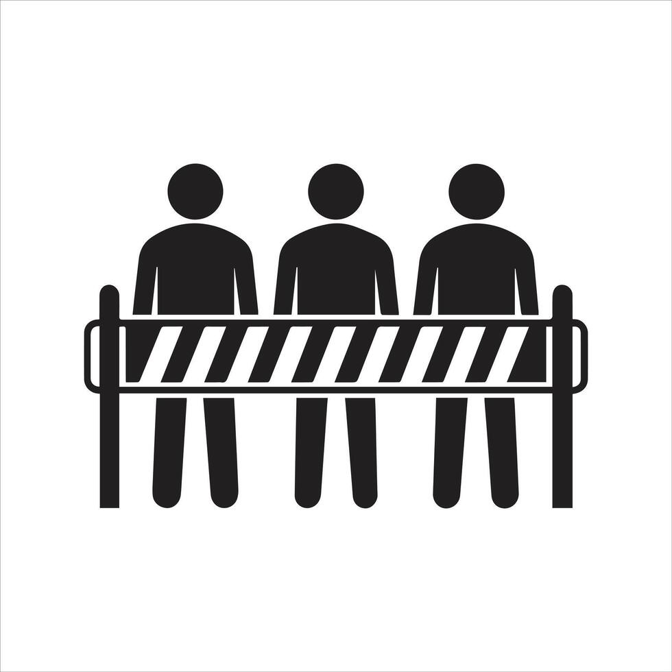People behind a barrier. Protest icon vector