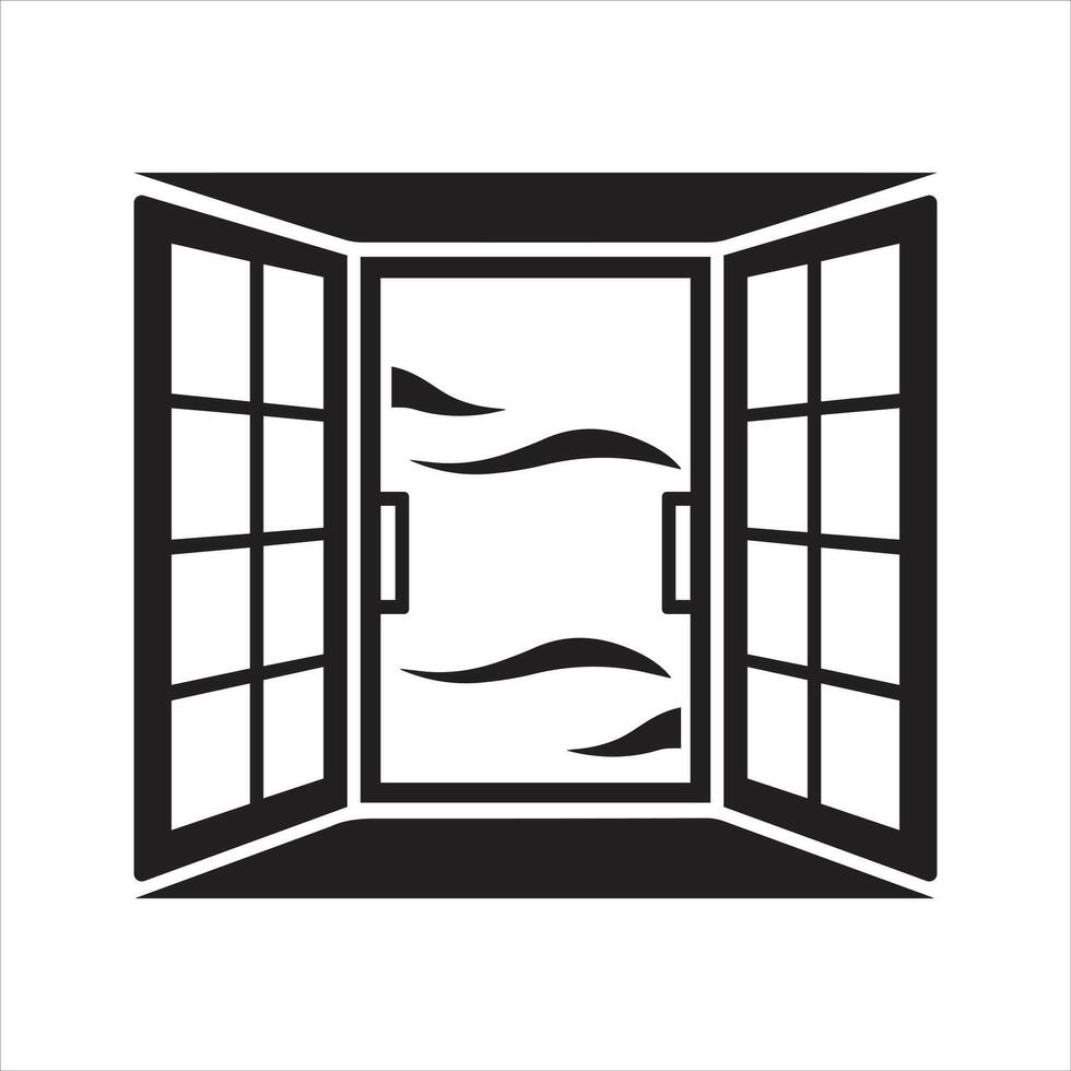 Open window with a stream of fresh air icon vector