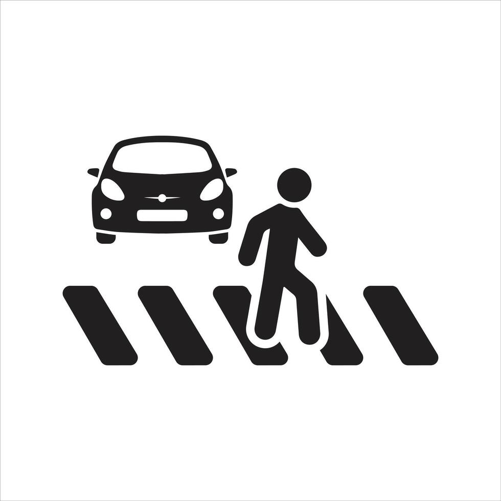 Zebra crossing. Riding a scooter icon. Children crossing icon vector