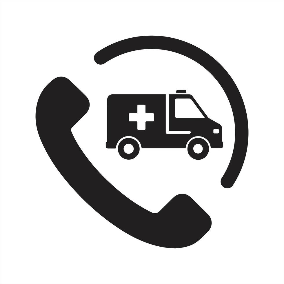 Ambulance car icon. Emergency call icon vector