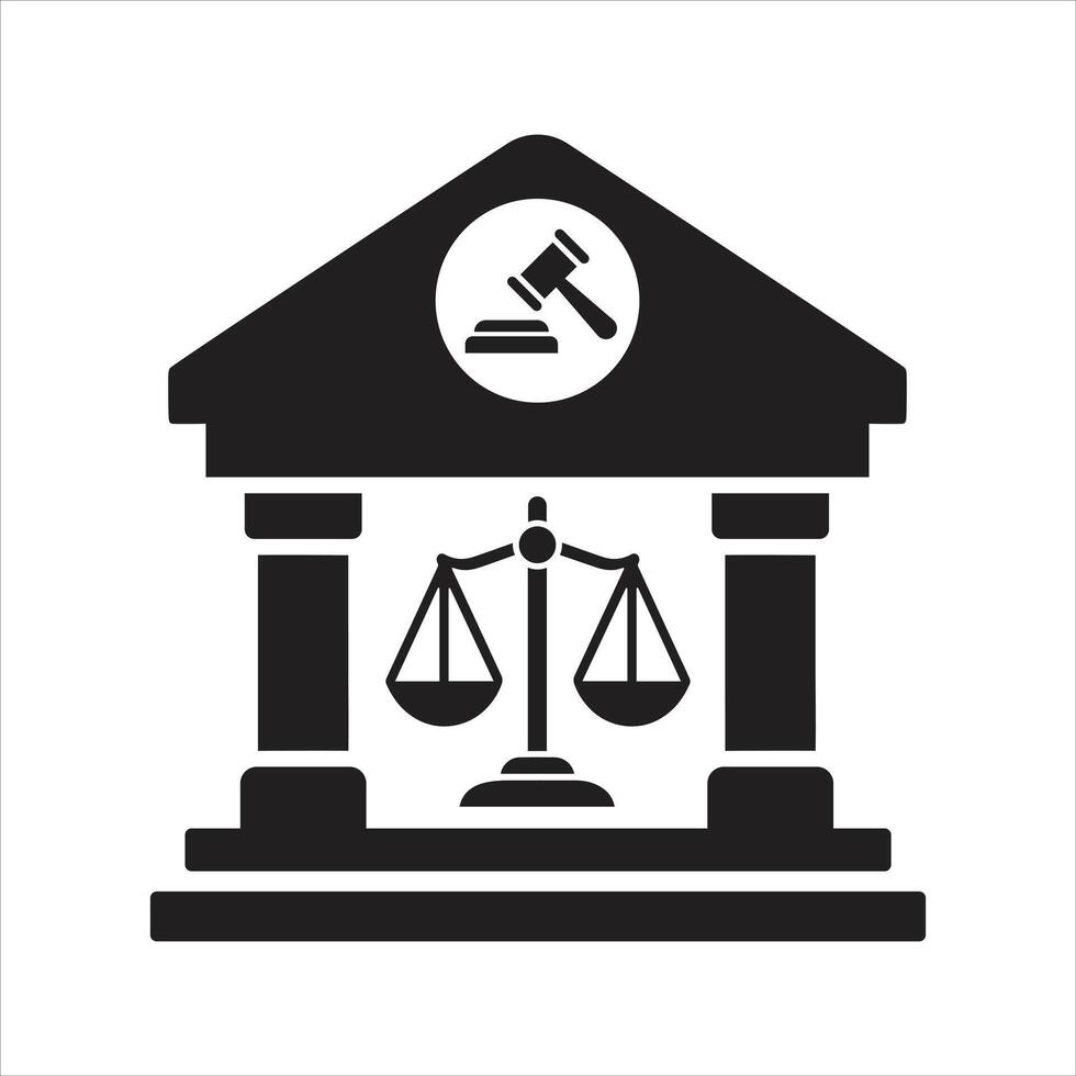 Court icon. Courthouse. Symbol of law and justice icon vector