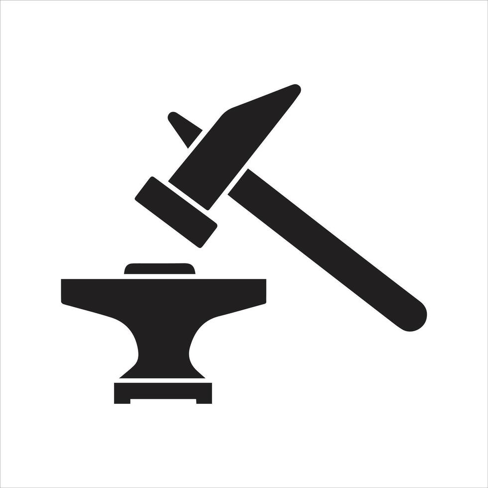 Anvil and hammer icon vector