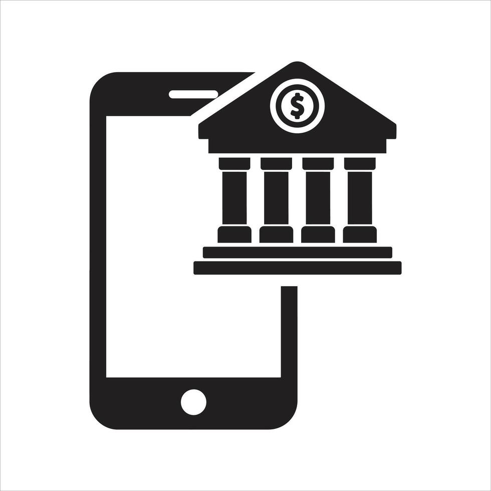 Mobile banking app on smartphone icon. Online banking icon vector