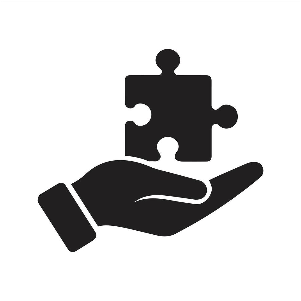 Puzzle icon. Puzzle piece in hand icon vector