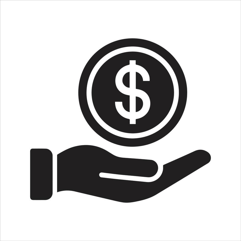 dinero en mano icono. ingreso, presupuesto, pago icono vector