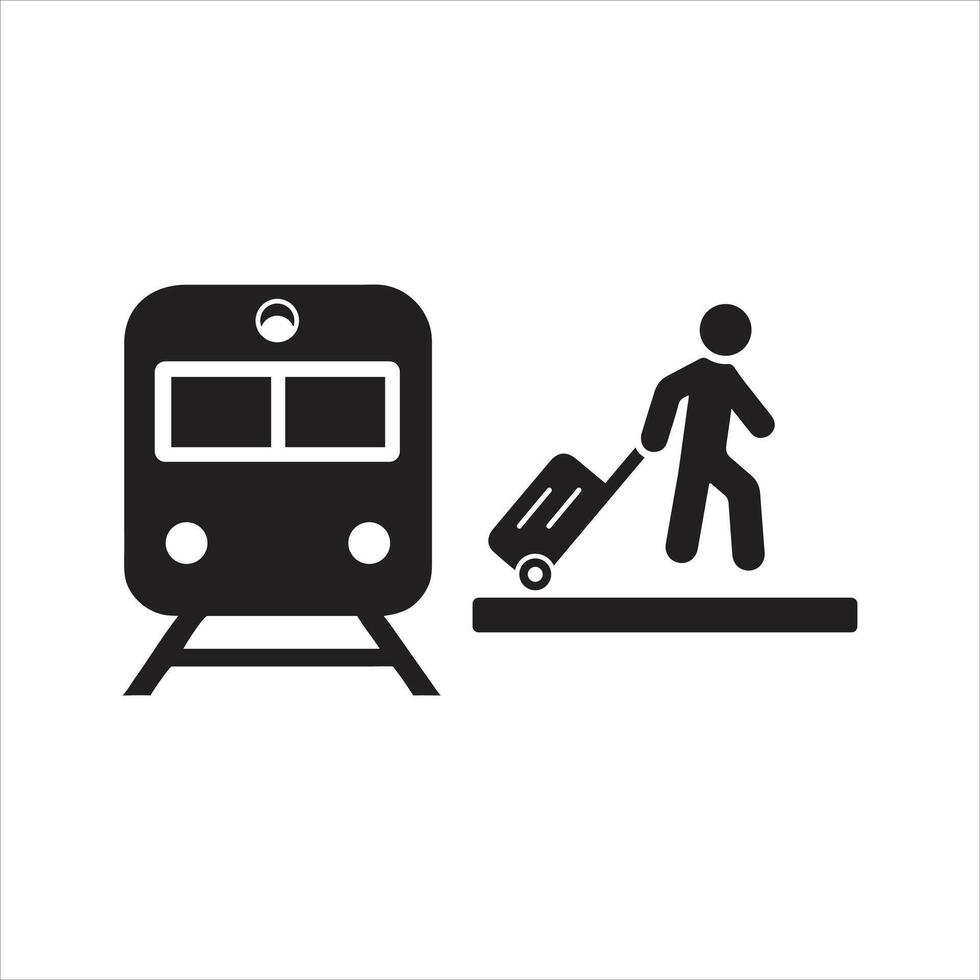 Railway icon. Train station icon. Platform. Passenger. Travel icon vector