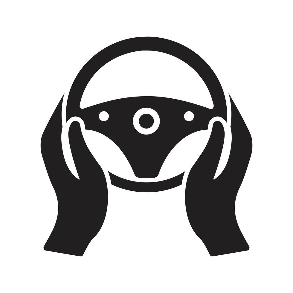 Steering wheel icon. Hands on steering wheel icon vector