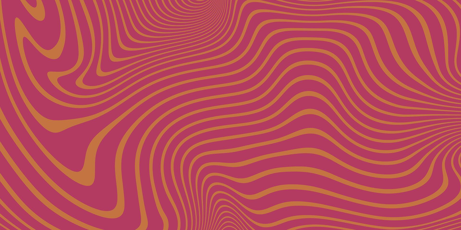 Background with Abstract Psihedelic Twisted Stripes with Red and Yellow Colors. Waves with optical illusion effect. Modern design with hipnotic lines vector