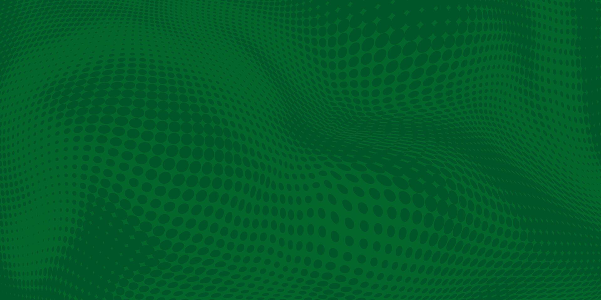 Green Abstract Halftone with Twisted Waves. Dynamic texture ideal for modern, tech-inspired designs, posters, flyers, music cards. vector