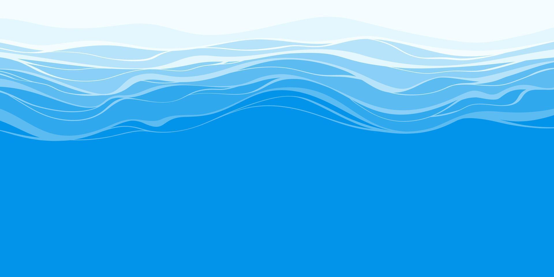 Abstract Sea waves in Blue Tones. Banner with space for text. vector