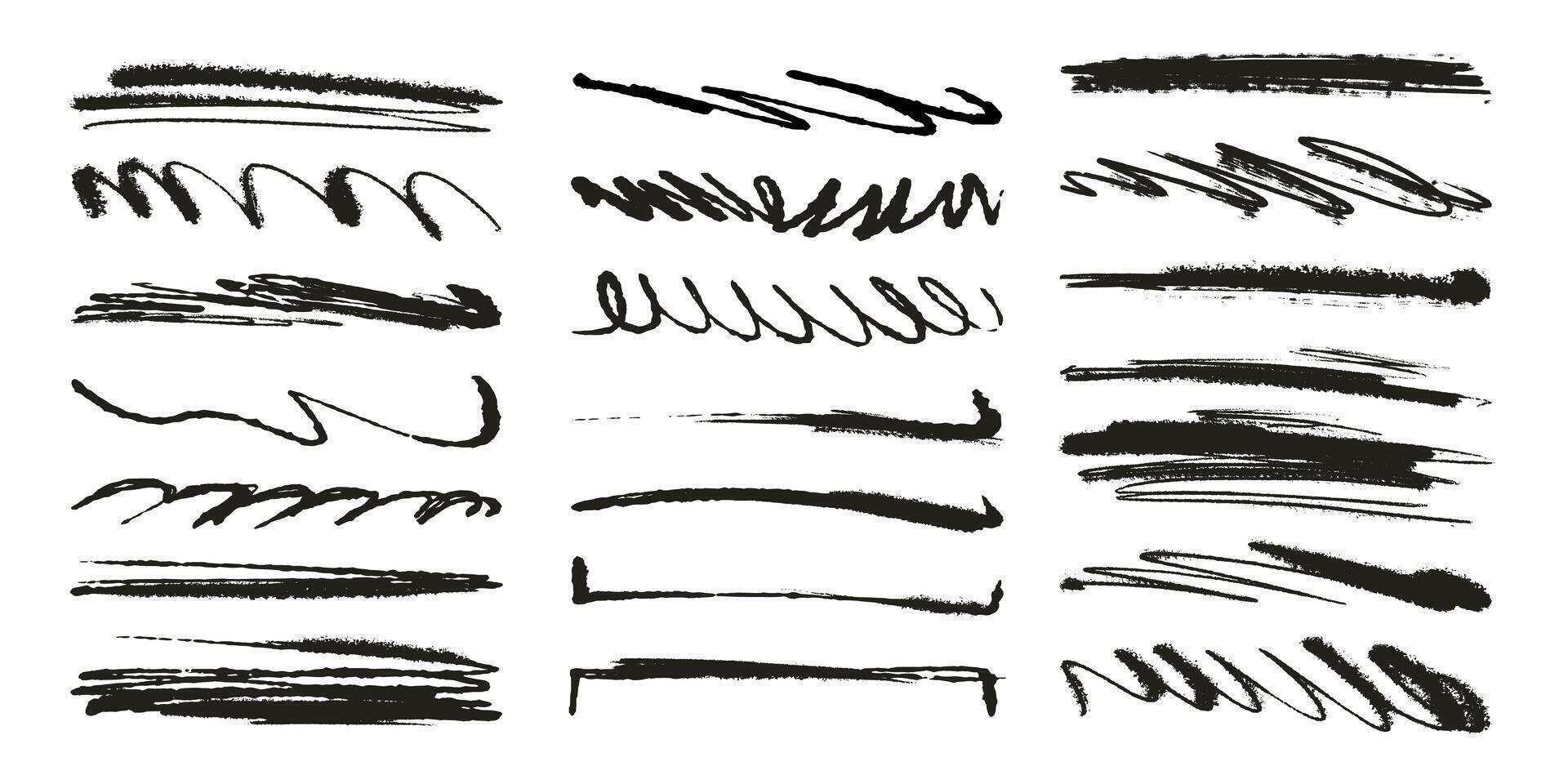 Hand Drawn Abstract Grunge Pencil and Ink Brush Strokes, Lines and Loops. Creative brush lines with rough, chalk edges vector