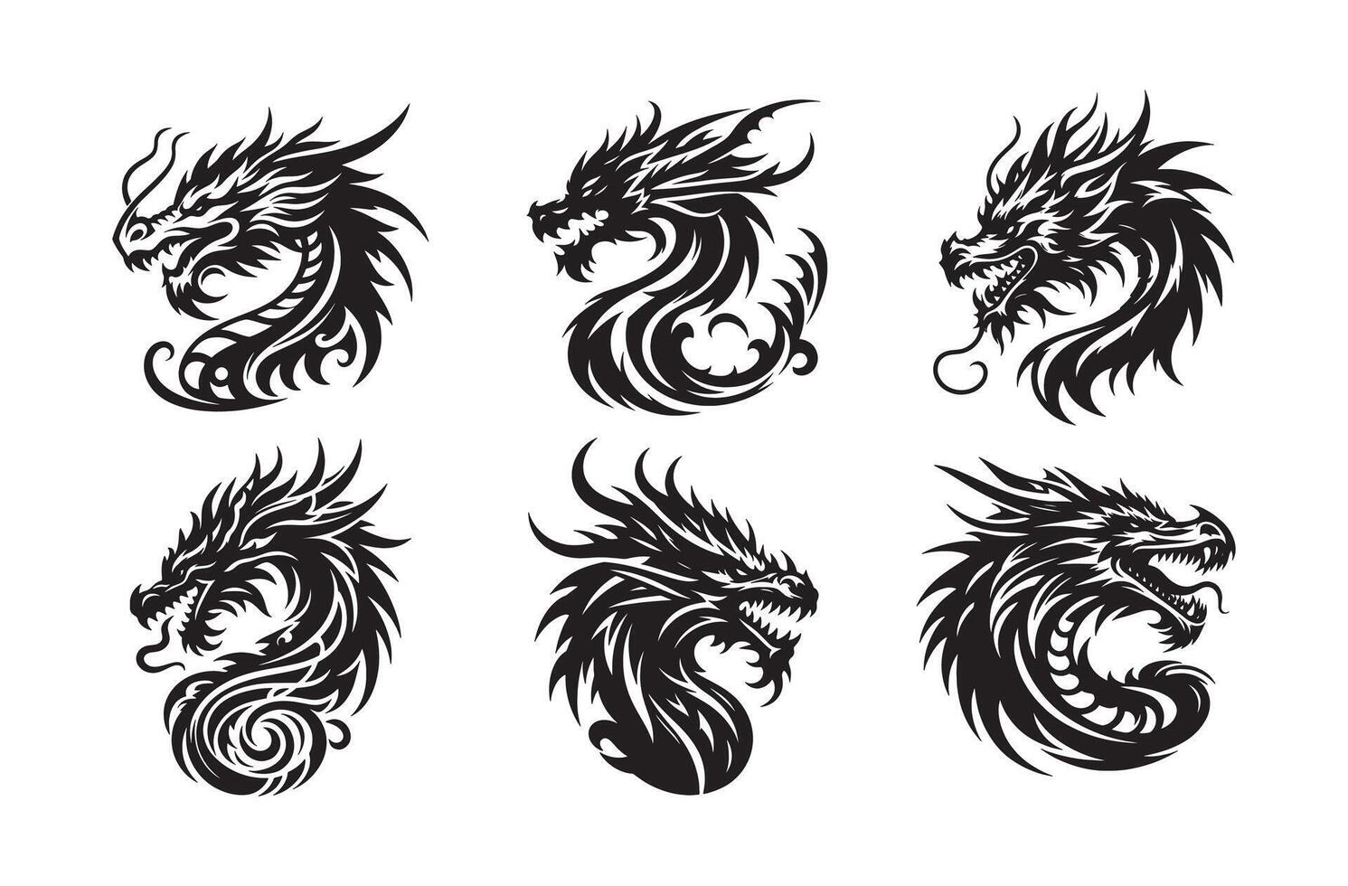 Dragons head clip art silhouette vector