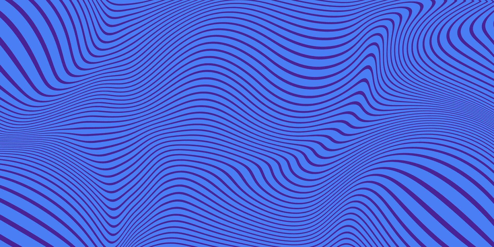 Wavy Abstract Psihedelic Twisted Stripes Background with Blue and Black Colors. Waves with optical illusion effect. Modern design with hipnotic lines vector
