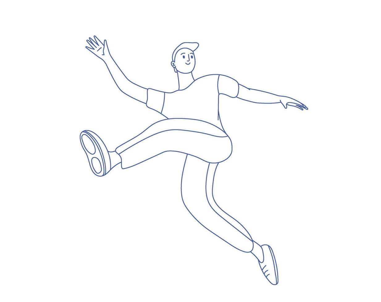 A man jumping in the air with his hands up vector