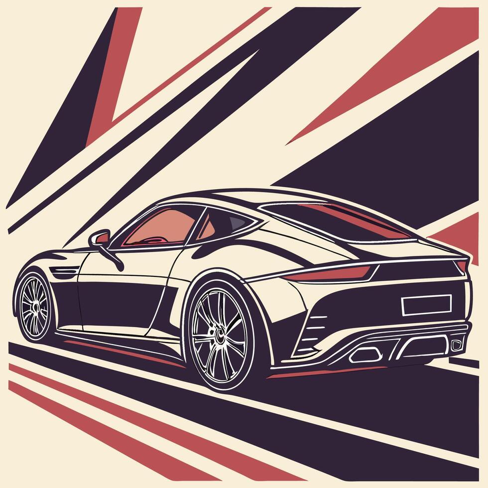 A poster with a sports car on it vector