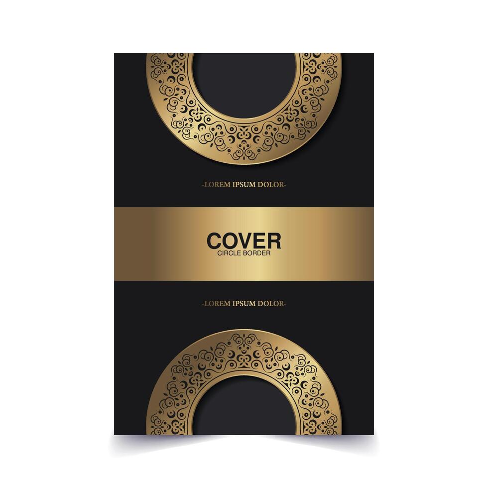 Luxury gold border pattern cover template vector