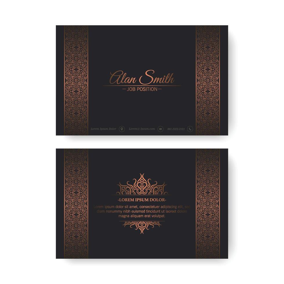 Luxury dark business card template with Ornament design vector