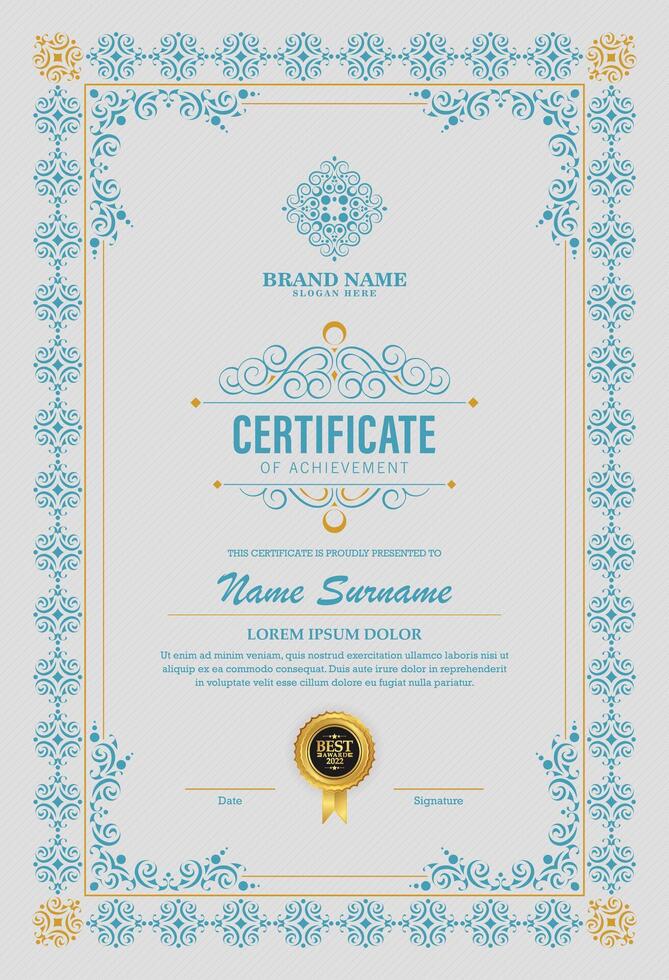 Colorful achievement certificate best award diploma vector
